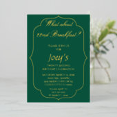 Green and Gold Breakfast Birthday Invitations 箔招待状 (立ち正面)