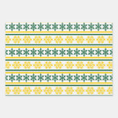 Green and Gold Christmas 3-Pack Gift Wrap ラッピングペーパーシート (正面3)