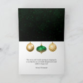 Green and Gold Christmas Baubles Ornaments シーズンカード (内部)