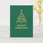 Green and Gold Christmas Christmas Card カード (黄色い花)