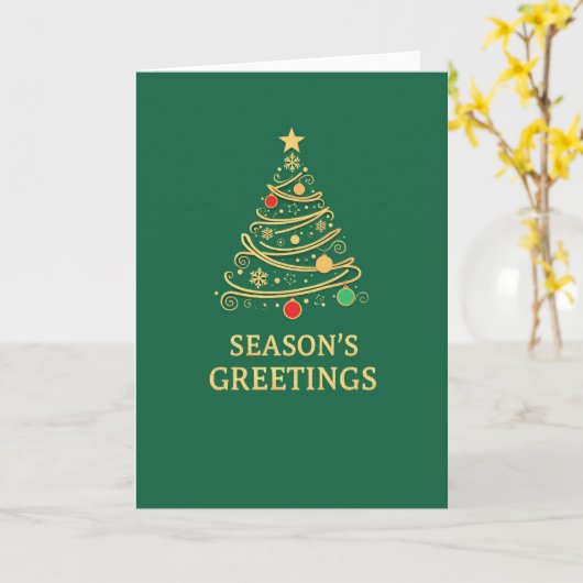 Green and Gold Christmas Christmas Card カード (黄色い花)