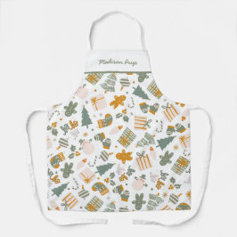 Green And Gold Christmas Holiday Party エプロン