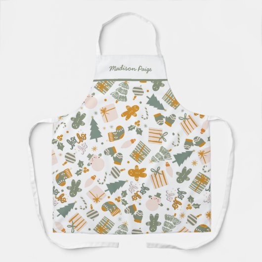 Green And Gold Christmas Holiday Party エプロン (正面)