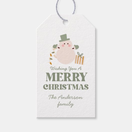 Green And Gold Christmas Holiday Party ギフトタグ (正面)