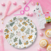 Green And Gold Christmas Holiday Party ペーパープレート (パーティー)