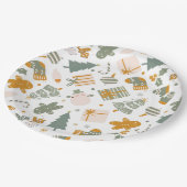 Green And Gold Christmas Holiday Party ペーパープレート (アングル)