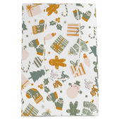 Green And Gold Christmas Holiday Party ミディアムペーパーバッグ (裏面)