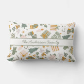 Green And Gold Christmas Holiday Party ランバークッション (正面)