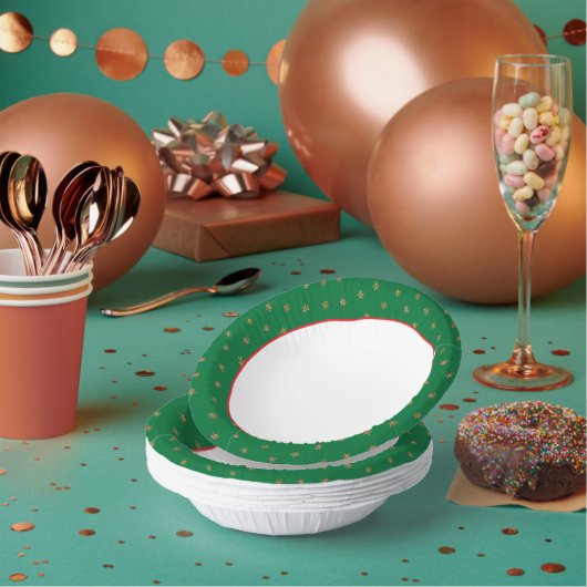 Green and Gold Christmas Party ペーパーボウル (複数)
