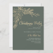 Green and Gold Christmas Party 招待状 (正面)