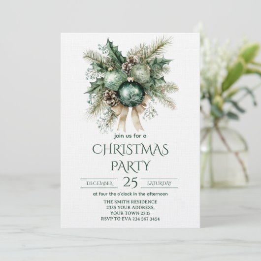 Green and Gold Christmas Party 招待状 (スタンド正面)