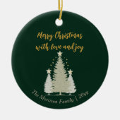 Green and Gold Christmas Tree and Stars セラミックオーナメント (正面)