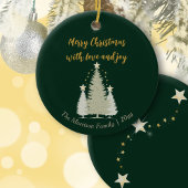 Green and Gold Christmas Tree and Stars セラミックオーナメント