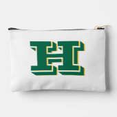 Green and Gold College Style Initial Monogram アクセサリーポーチ (裏面)