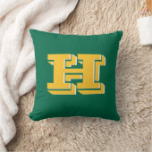 Green and Gold College Style Initial Monogram クッション (ブランケット)