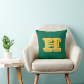 Green and Gold College Style Initial Monogram クッション (椅子)