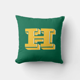 Green and Gold College Style Initial Monogram クッション