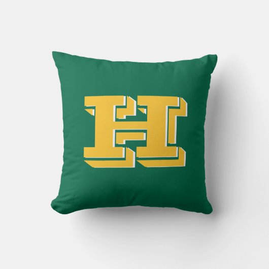 Green and Gold College Style Initial Monogram クッション (正面)