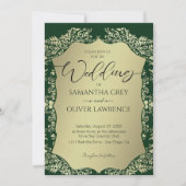 Green and Gold Damask Wedding Invitation 招待状 (正面)