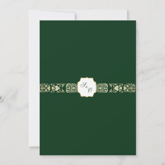 Green and Gold Damask Wedding Invitation 招待状 (裏面)