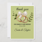 Green and Gold Elegant Wedding Thank You card シーズンカード (正面)