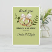 Green and Gold Elegant Wedding Thank You card シーズンカード (スタンド正面)