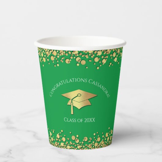 Green and Gold Graduation 紙コップ (正面)