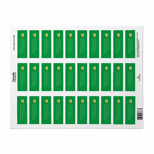 Green and Gold Graduation Return Address ラベル (フルシート)