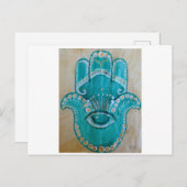 Green and Gold Hamsa ポストカード (正面/裏面)