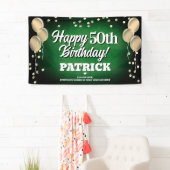 Green and Gold Happy Birthday Banner 横断幕 (インサイチュ)