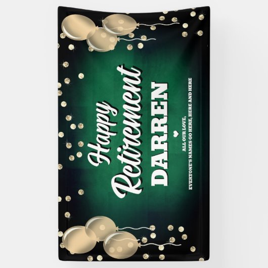 Green and Gold Happy Retirement  横断幕 (縦)