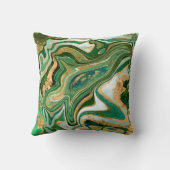 Green and gold liquid marble abstract クッション (裏面)