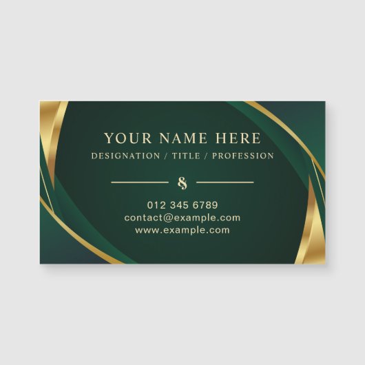 Green and Gold Magnetic Card for Business Info (正面)