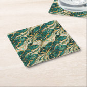 Green and gold marble design coasters スクエアペーパーコースター (アングル)