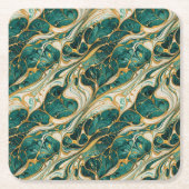 Green and gold marble design coasters スクエアペーパーコースター (正面)