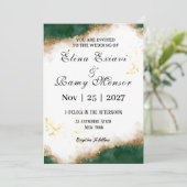 Green and gold marble original wedding invitation  招待状 (スタンド正面)