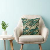 Green and Gold Marble Throw Pillow クッション (椅子)