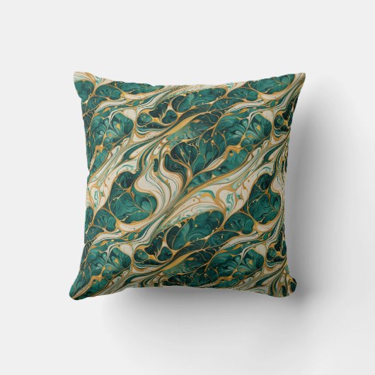 Green and Gold Marble Throw Pillow クッション (裏面)