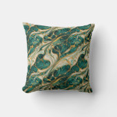 Green and Gold Marble Throw Pillow クッション (正面)
