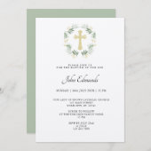 Green and Gold Minimalist Baptism Invitation 招待状 (正面/裏面)