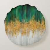 Green and gold motion abstract ラウンドクッション (裏面)