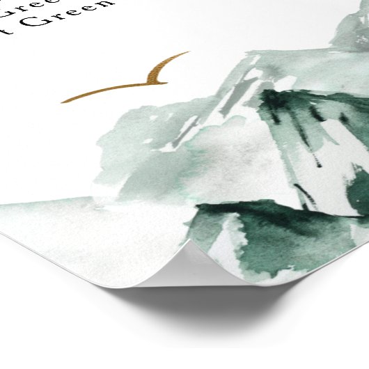 Green and Gold Mountain Alphabetical Seating Chart ポスター (角)