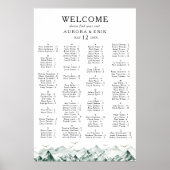 Green and Gold Mountain Alphabetical Seating Chart ポスター (正面)