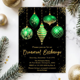 Green and Gold Ornament Exchange Party 招待状