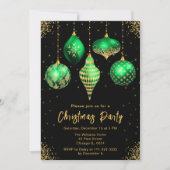 Green and Gold Ornaments Christmas Party 招待状 (正面)