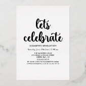 Green and Gold Script photos collage for graduated 箔招待状 (裏面)