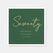Green And Gold Seventy Birthday Party Napkins スタンダードカクテルナプキン (正面)