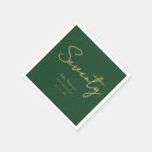 Green And Gold Seventy Birthday Party Napkins スタンダードカクテルナプキン (角)
