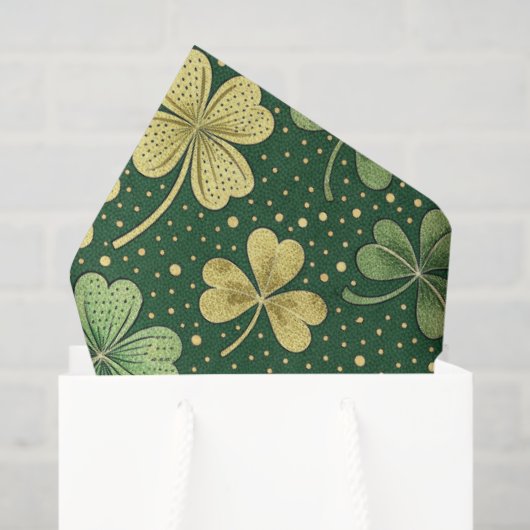 Green And Gold Shamrocks 薄葉紙 (ギフトバッグ)