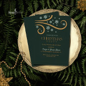 Green and Gold Snowflake Christmas Invitation 招待状